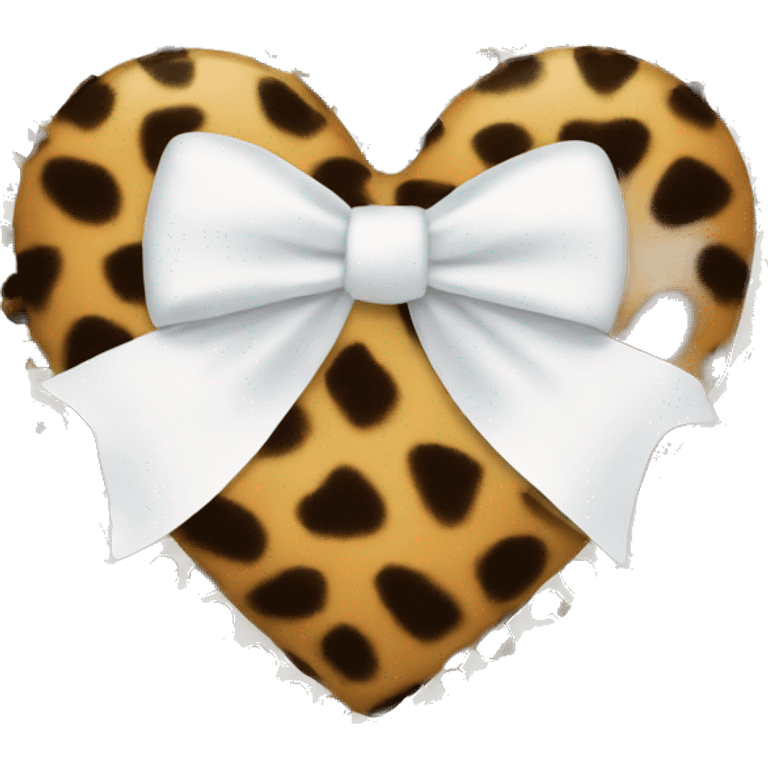 Cheetah print heart with white bow emoji