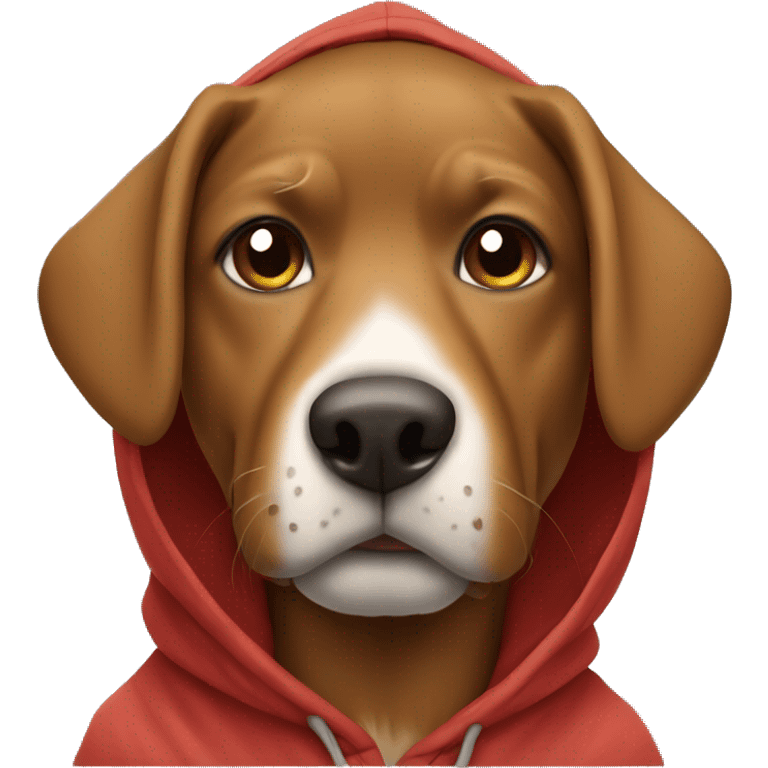 A brown dog wearing a hoodie emoji