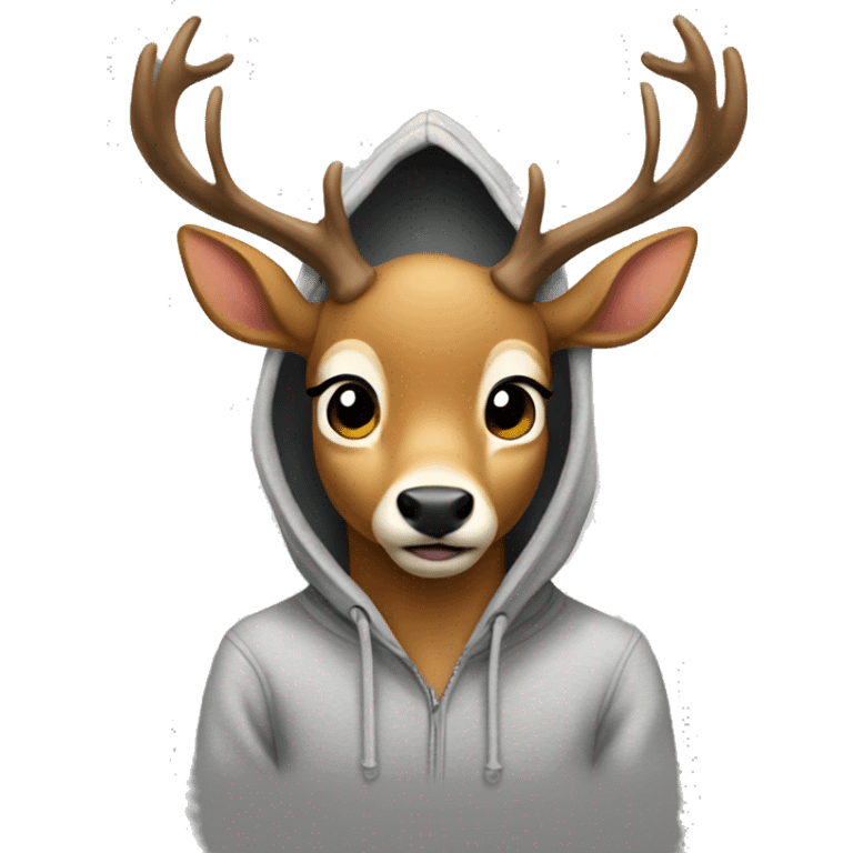 A deer waring a hoodie emoji