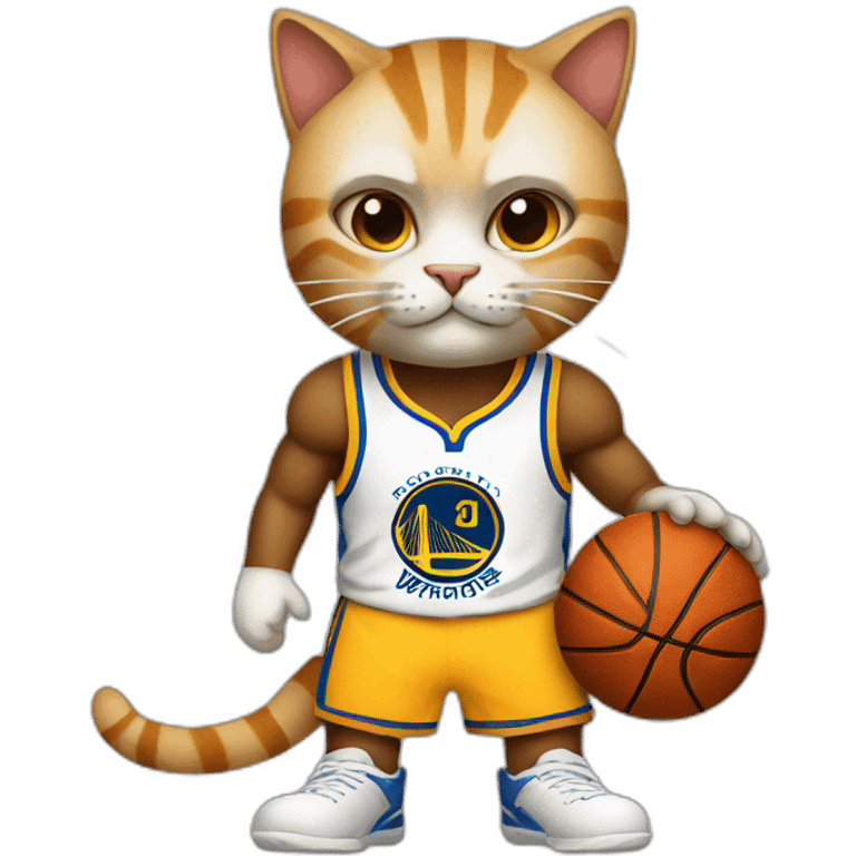 a cat dressed as a warriors basketball player emoji