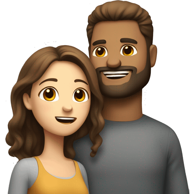 Stocky Guy with beard telling pretty girl with brown hair he loves her emoji