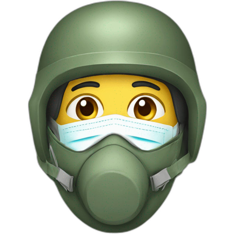 military face in a Medical masks emoji