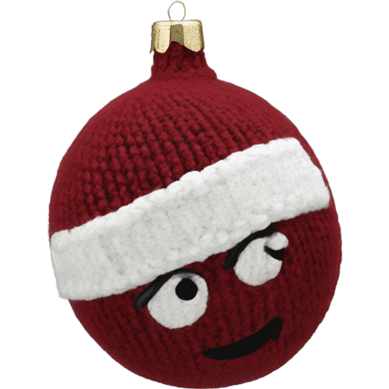 Wine red round knit Christmas ornament  emoji