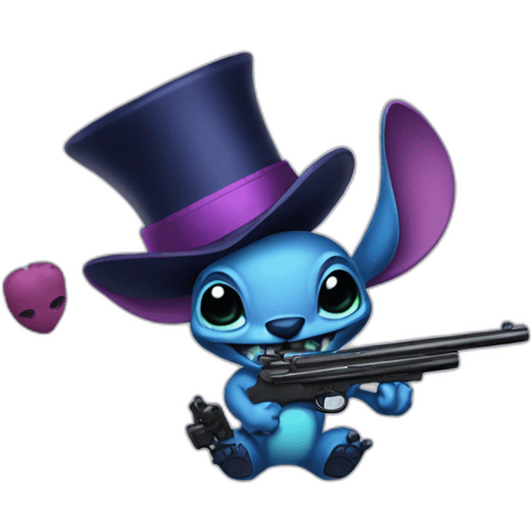 Stitch with top hat and an alien gun emoji