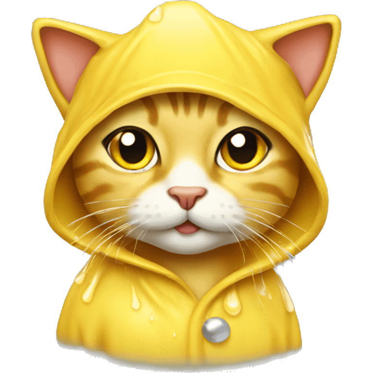 wet yellow cat with shower cap emoji