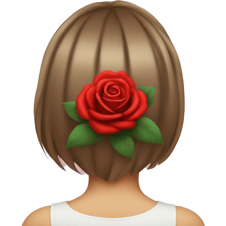 Red rose on girl hair  emoji