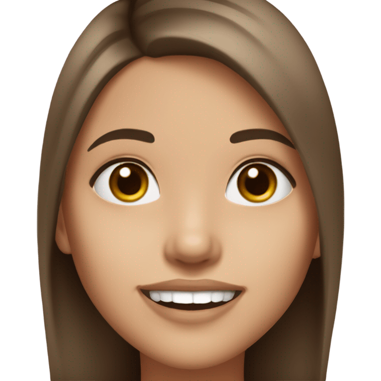 smiling girl with long hair brown hair and brown eyes wearing pale pink lipstick  emoji