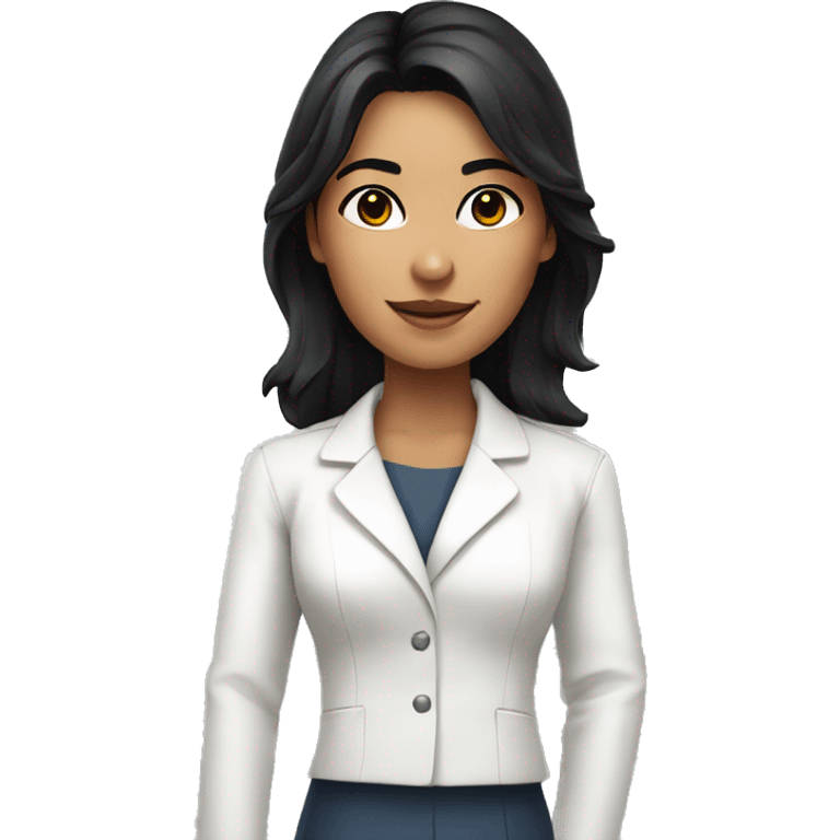 A beautiful young psychologist with black hair without glasses with a white coat emoji