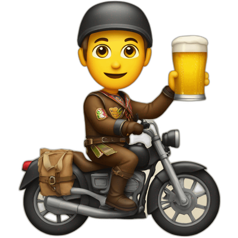 beer drinker in German costume on motorbike emoji