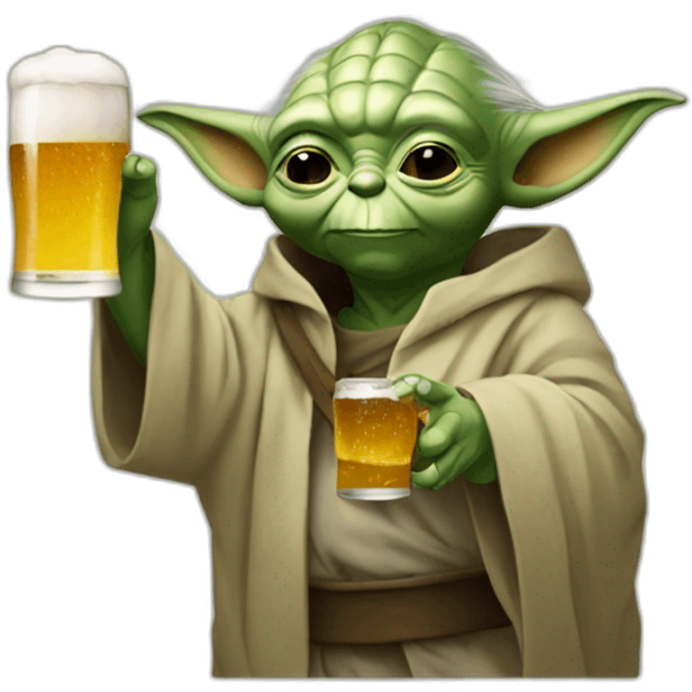 Yoda drinking a beer emoji