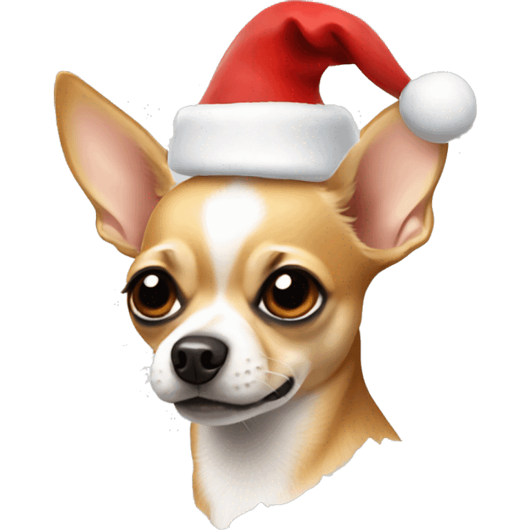 Chihuahua wearing a Christmas hat emoji