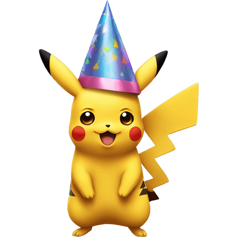 Pikachu with birthday hat emoji