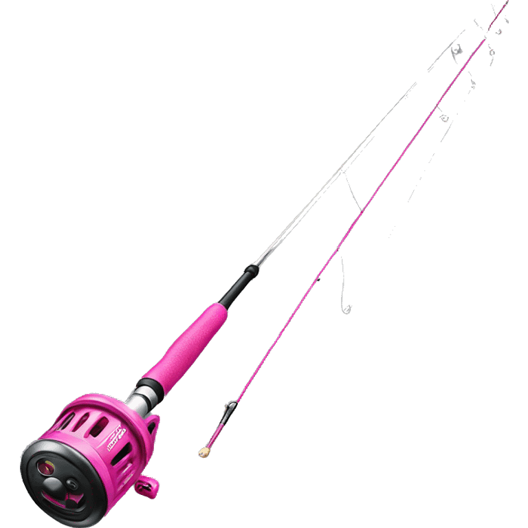 Realistic hot pink Fishing pole with reel emoji