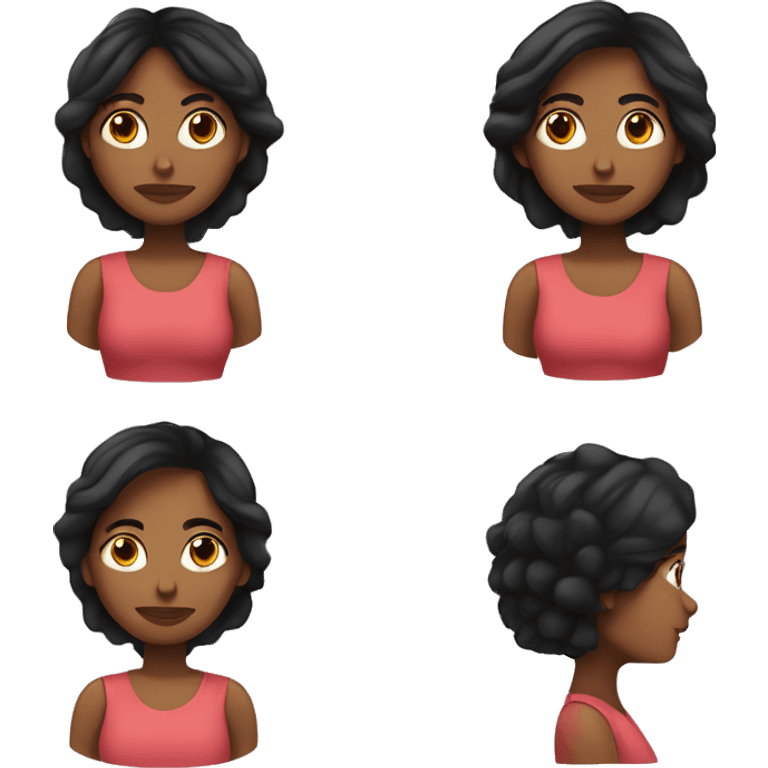 Mujer morena con pelo negro largo con pendientes circulares emoji