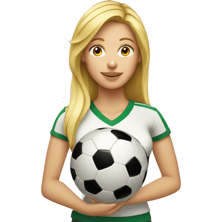 blond woman holding a soccer ball in her hand emoji