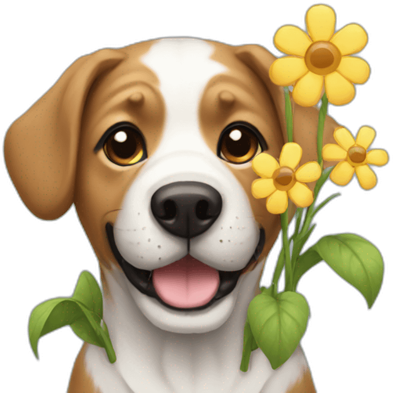 dog flowers emoji