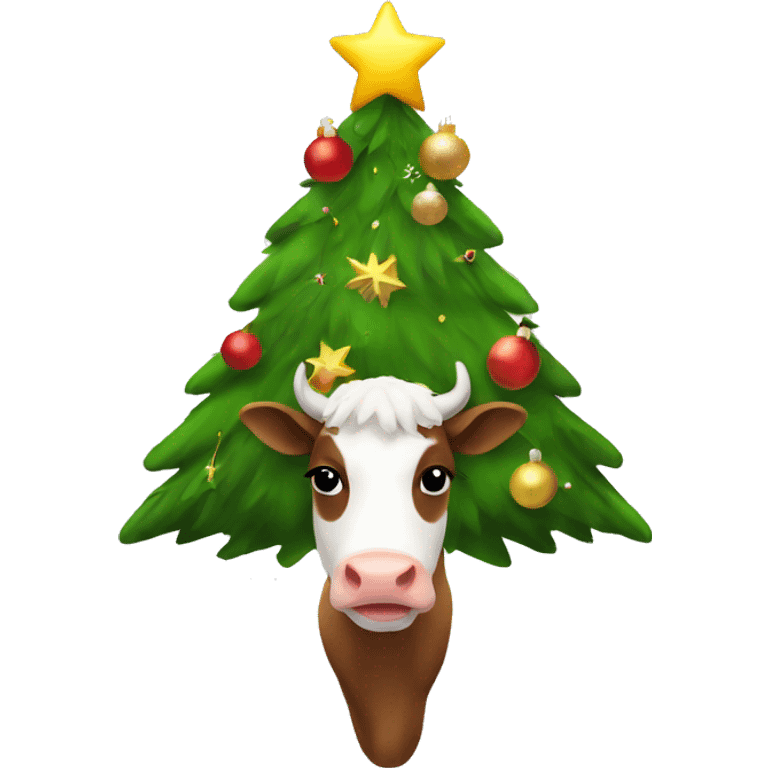 Cow christmastree emoji