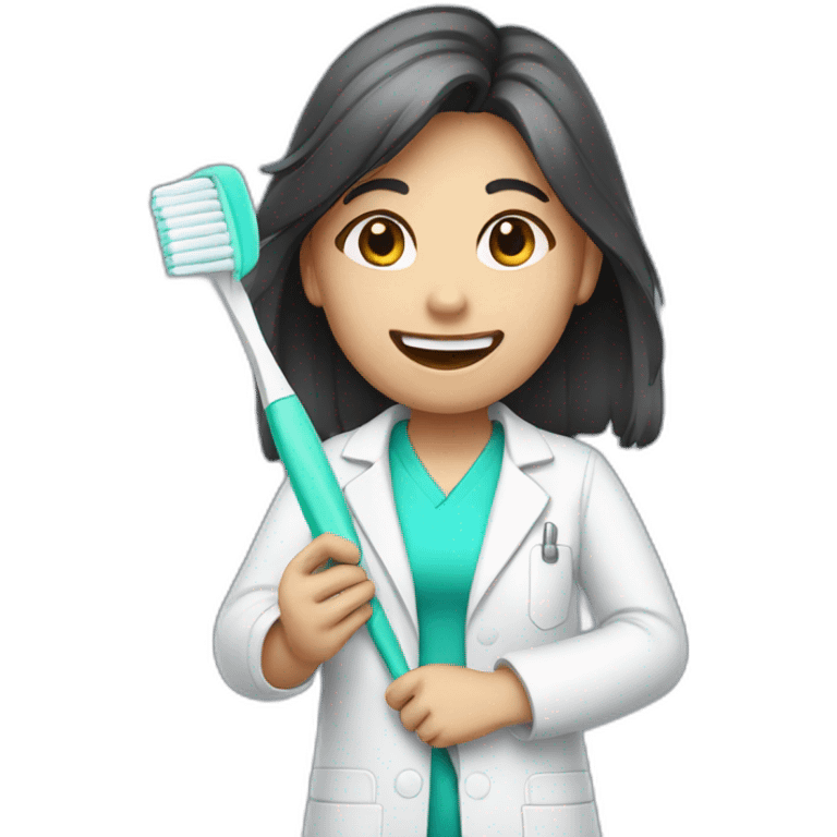 dentist girl with a toothbrush in his hand emoji