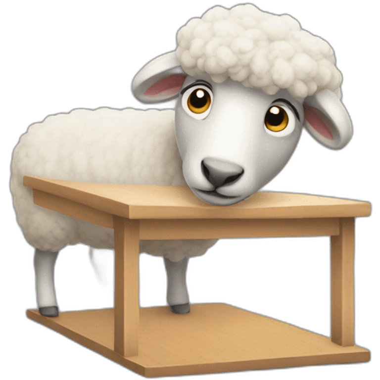 sheep under the desk emoji