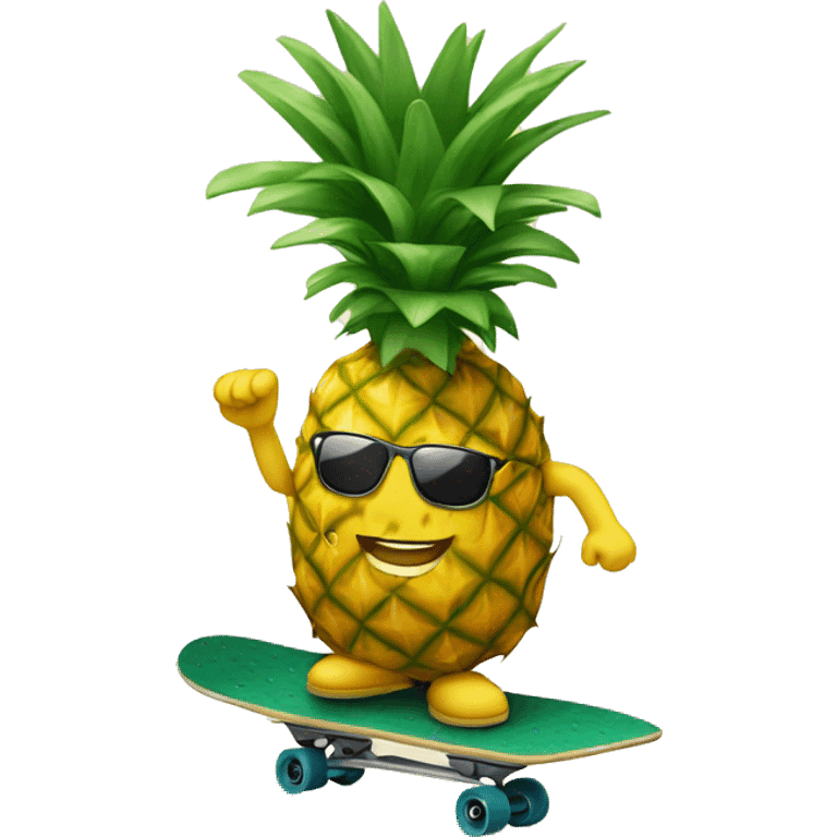 Pineapple on a skateboard  emoji