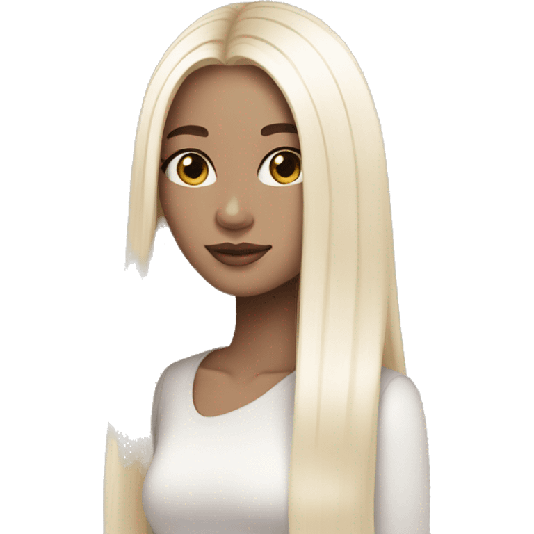 black hair white toned blush long straight hair emoji