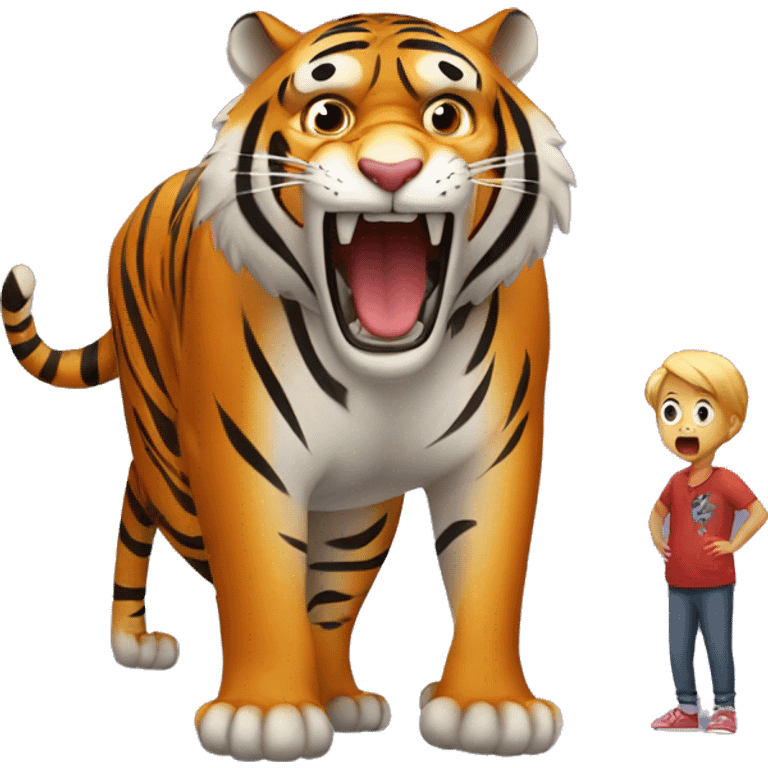 tiger terrified of kid in distance emoji