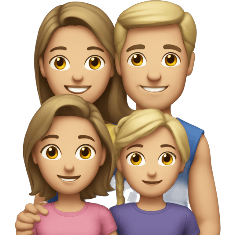 caucasian family with two daughters and a son emoji