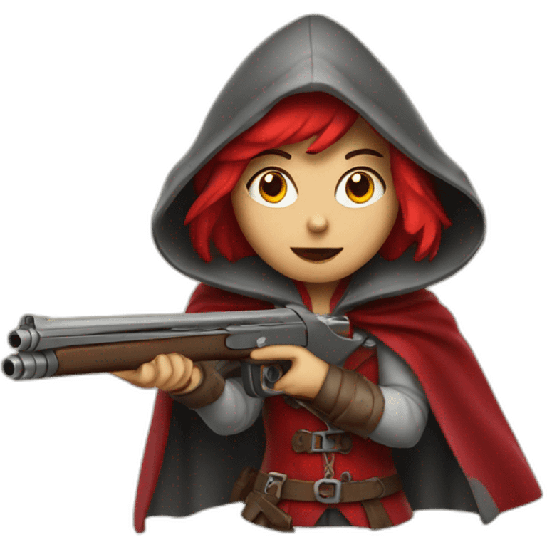 red ridding hood with gun emoji