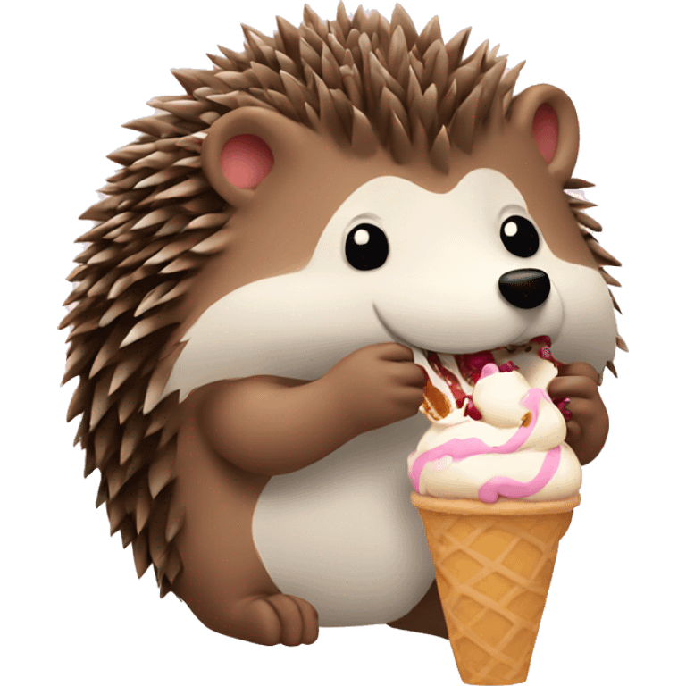 Hedgehog eating ice cream emoji