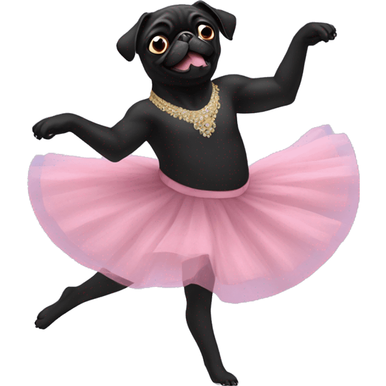 Black pug dancing ballet  emoji