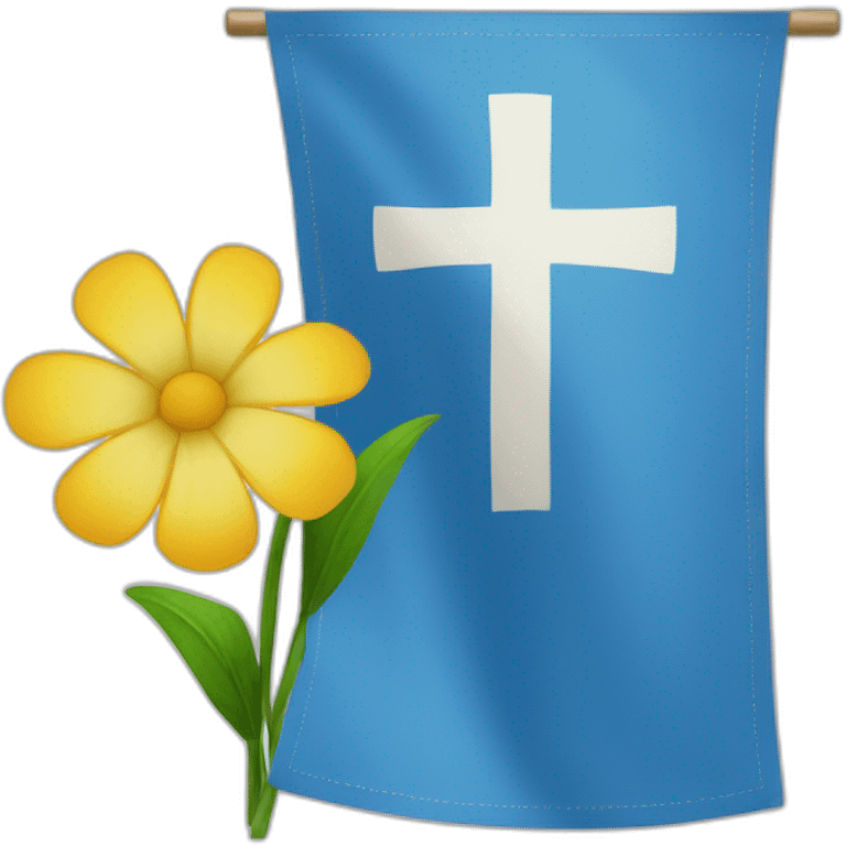 blue flag with 4 lys flower and white cross emoji