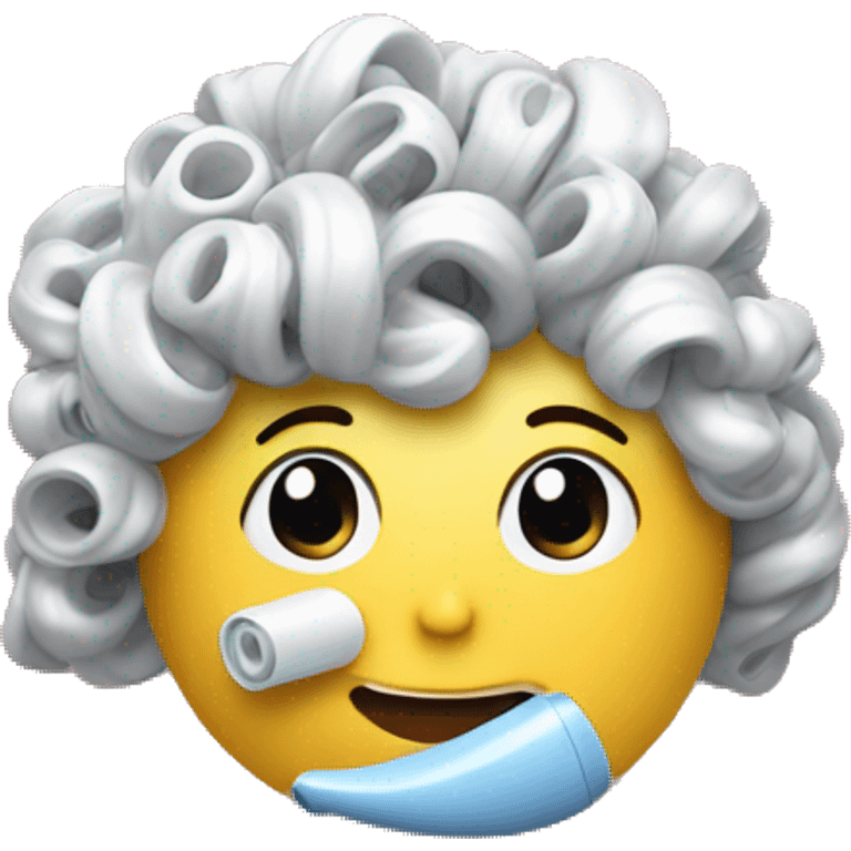 a plastic curler for hair on desk emoji