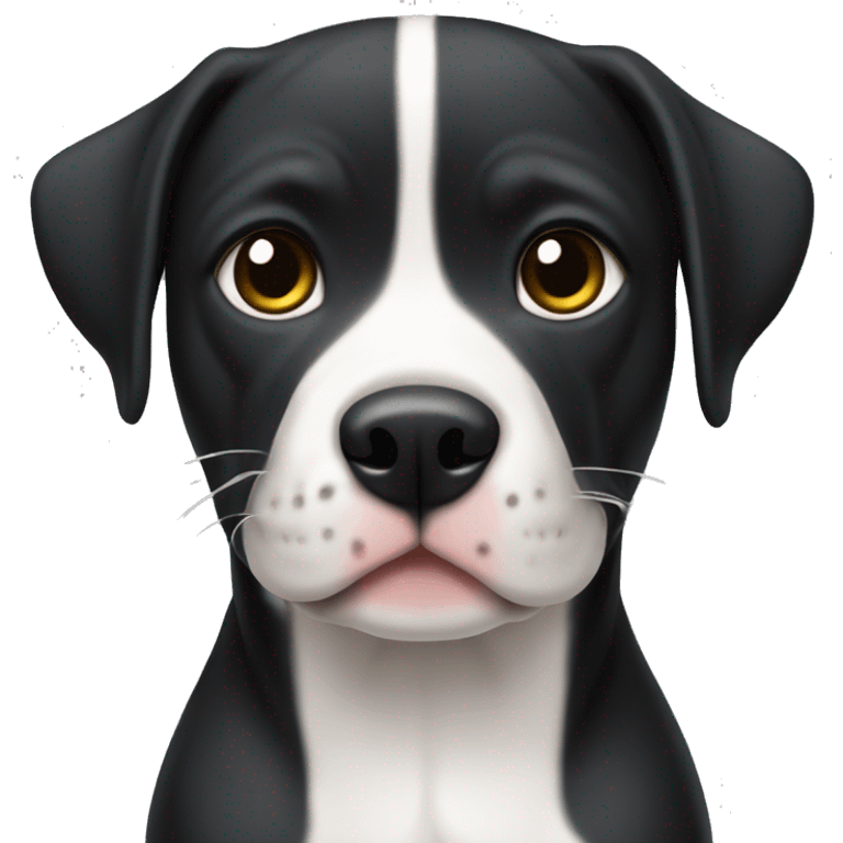 Perro pitbul negro con blanco emoji