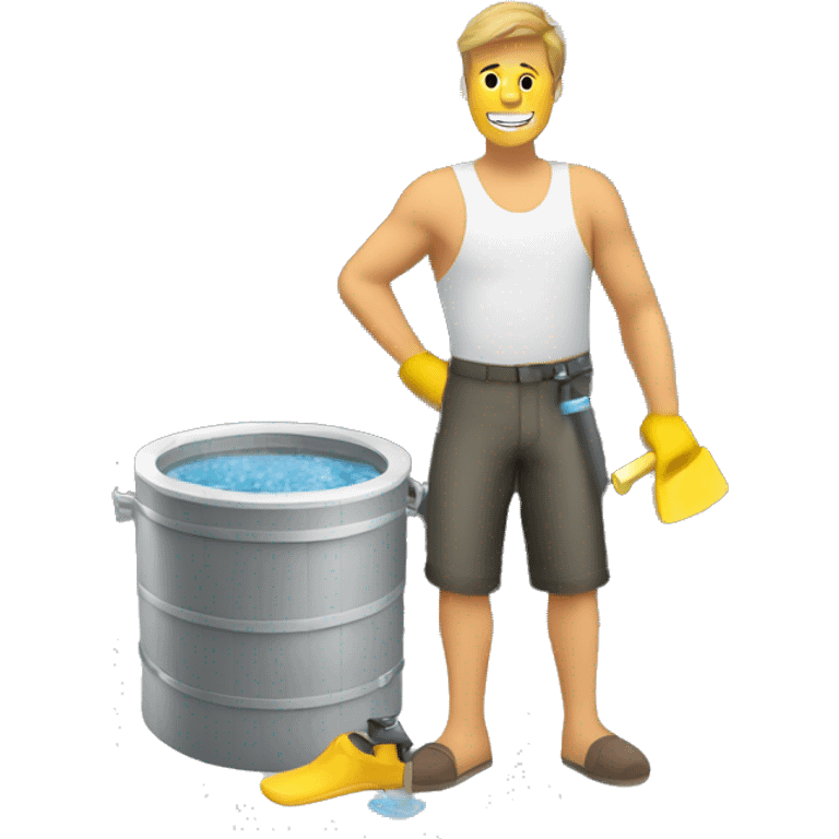 White guy cleaning a hot tub emoji