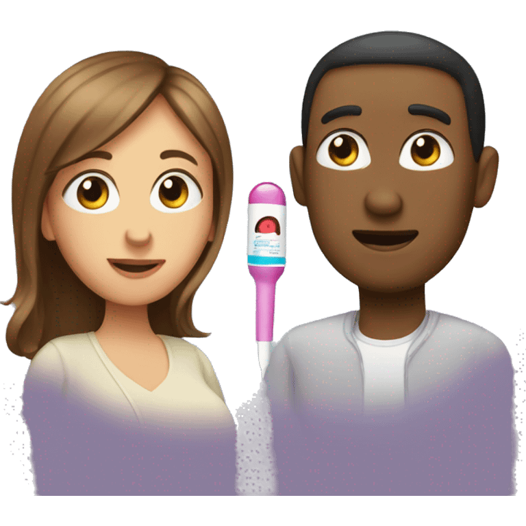 couple looking at pregnancy test emoji