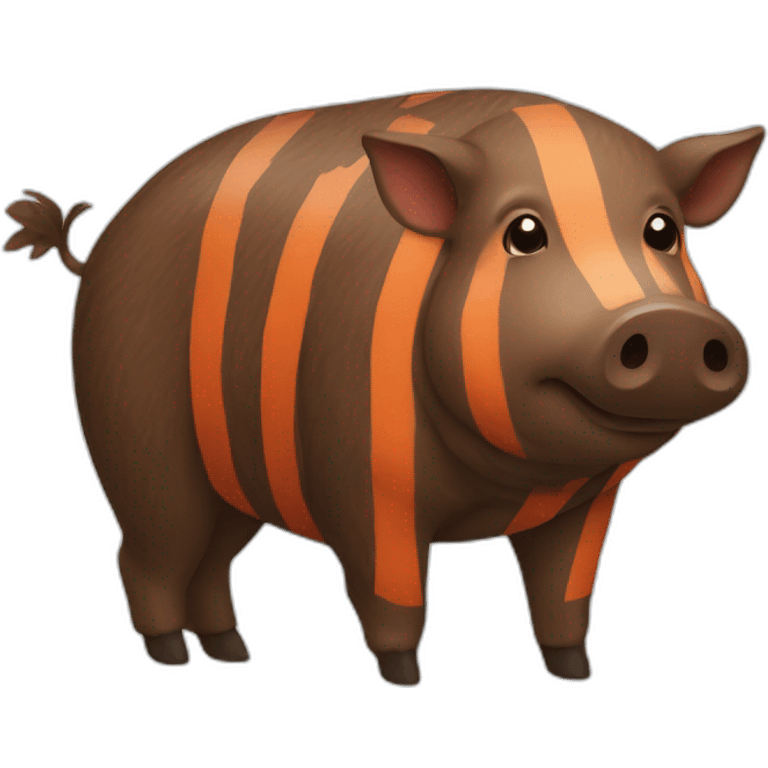 brown boar with orange stripes in cheecks emoji