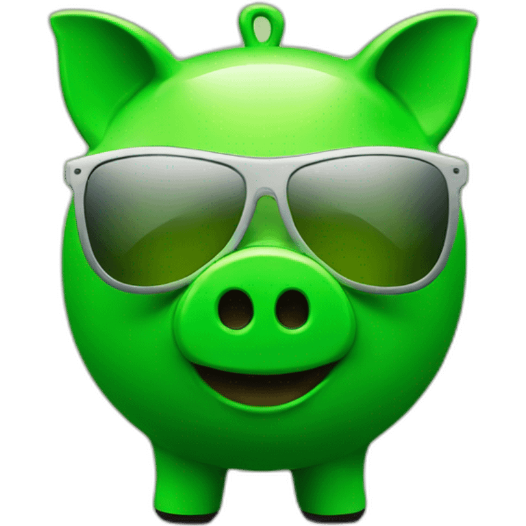 green piggybank with sunglasses emoji