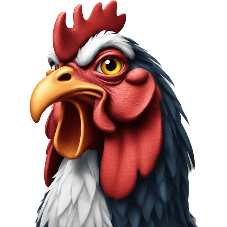 A tough rooster who looks scary emoji