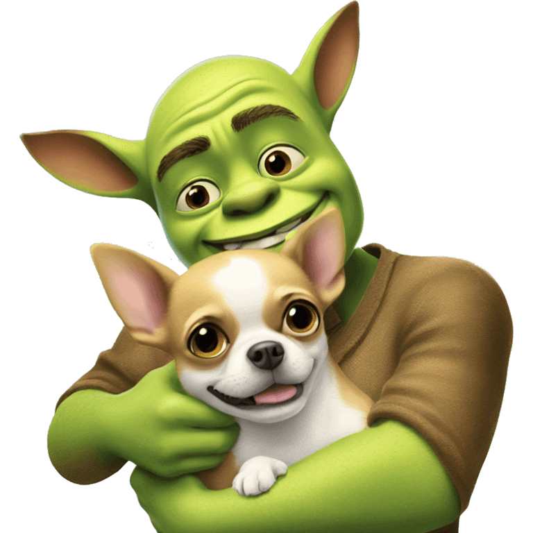 Shrek is hugging chihuahua emoji