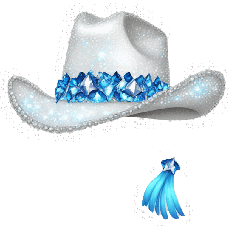 bedazzled white cowgirl hat with blue rhinestones emoji