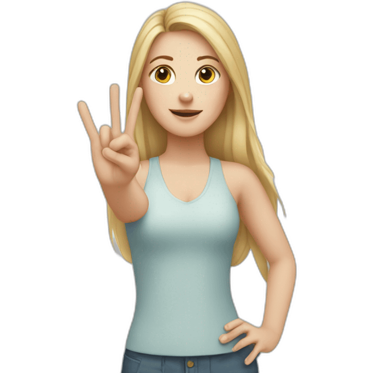 white girl showing three fingers on one hand emoji