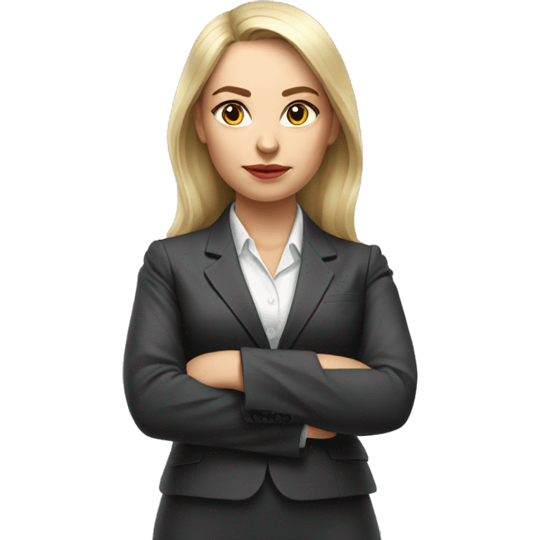 Russian woman full length in suit photorealistic serious emoji