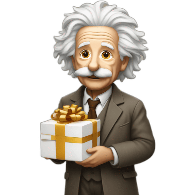 Einstein holding a present emoji