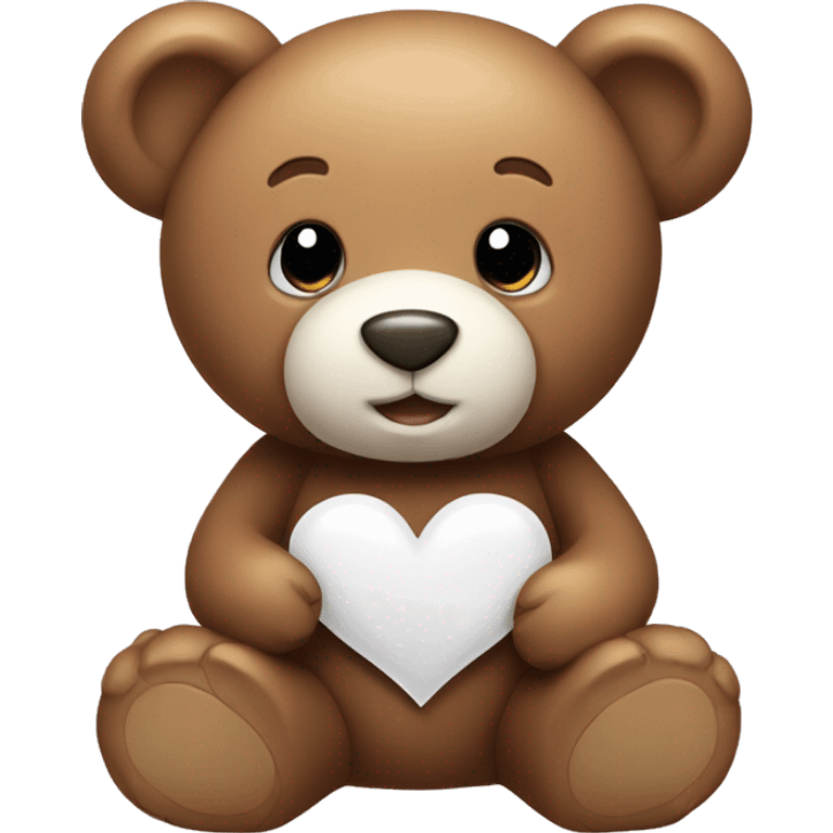 Teddy bear with a white heart emoji