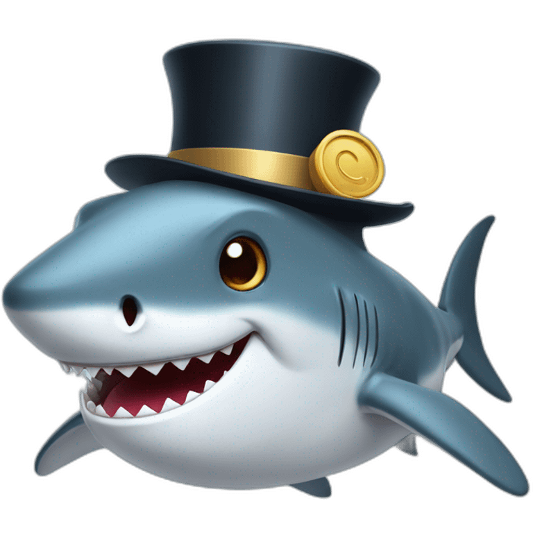 Shark with a top hat emoji