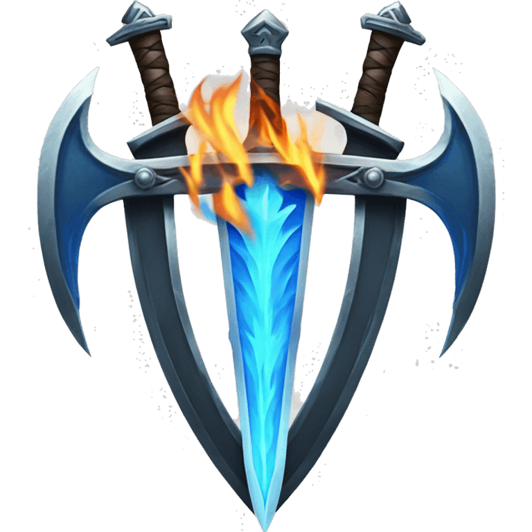 crossed swords with a blue flame in the back emoji