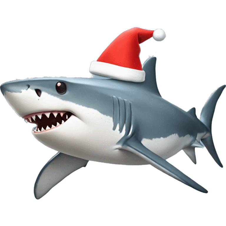 Shark with a Santa hat emoji