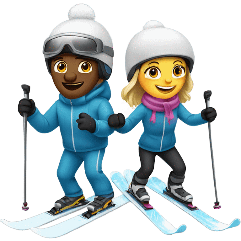 husband and wife skiing emoji