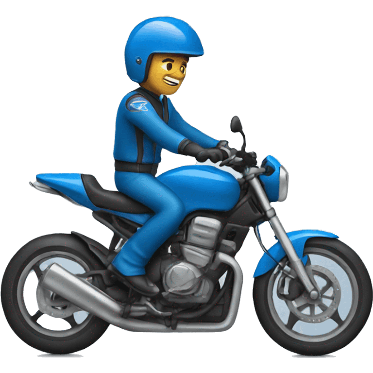 Blue motorbike with a rider emoji