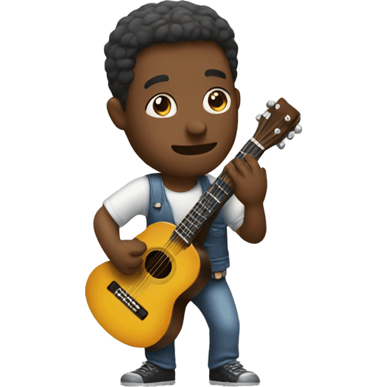 Man playing tiny guitar emoji